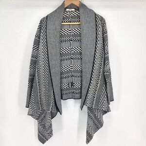 BB Dakota Open Front Knit Waterfall Black White Cardigan X-Small